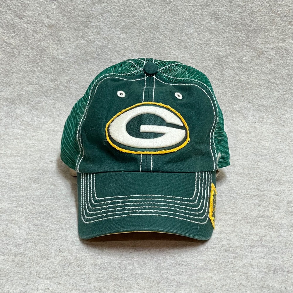 Green Bay Packers Hat Mens Green Mesh Snapback Trucker NFL Football Cap GUC